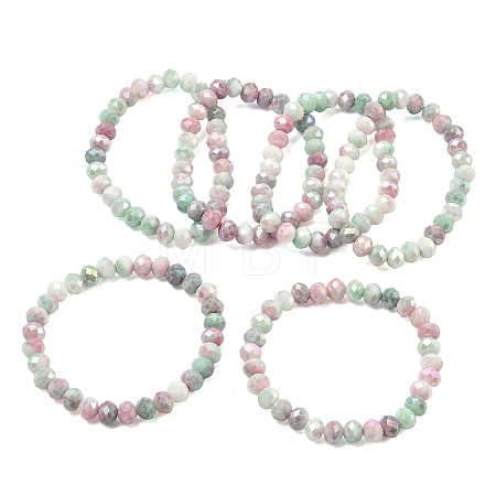 AB Color Faceted Rondelle Glass Beaded Stretch Bracelets for Women BJEW-PH01820-03-1