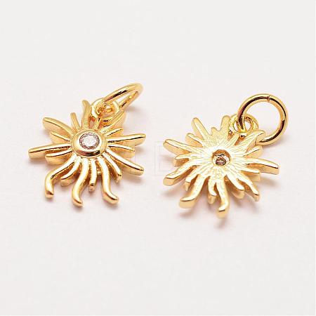 Brass Micro Pave Grade AAA Cubic Zirconia Charms ZIRC-G090-21G-NR-1