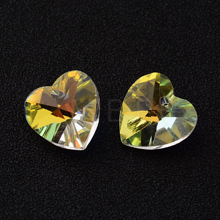 Heart Faceted K9 Glass Charms EGLA-O006-01B-1
