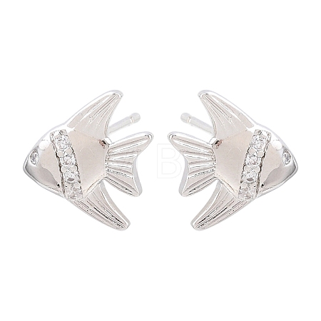 Brass Micro Pave Cubic Zirconia Stud Earrings EJEW-G471-27P-1