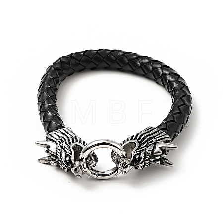 Leather Braided Round Cord Bracelet BJEW-E009-06AS-1