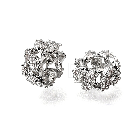 Brass Micro Pave Clear Cubic Zirconia Beads KK-K427-02C-P-1
