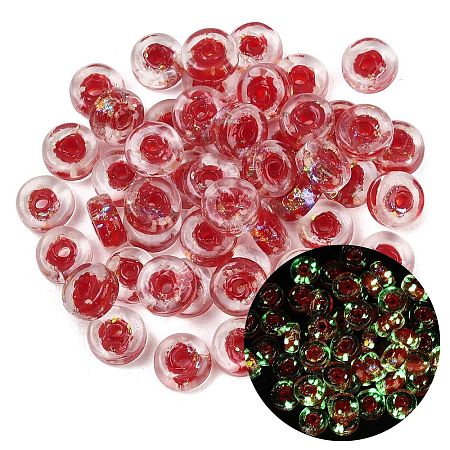 Luminous Handmade Foil Glass Beads LAMP-P020-01A-05-1