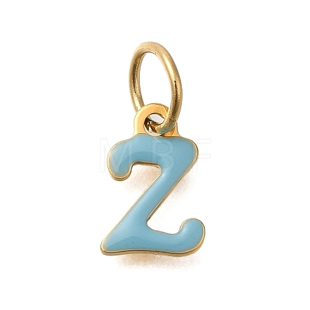 Ion Plating(IP) 304 Stainless Steel Enamel Alphabet Charms STAS-F308-02G-Z-1