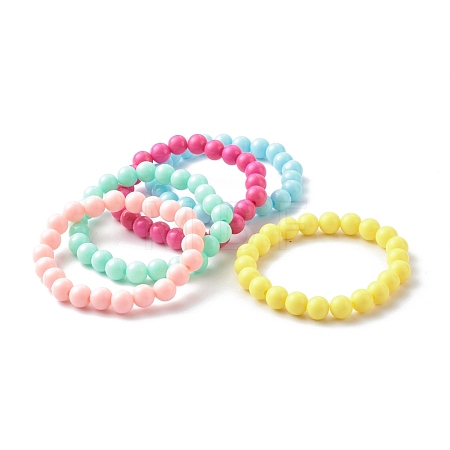 Opaque Acrylic Beads Stretch Bracelet for Kid BJEW-JB06586-1