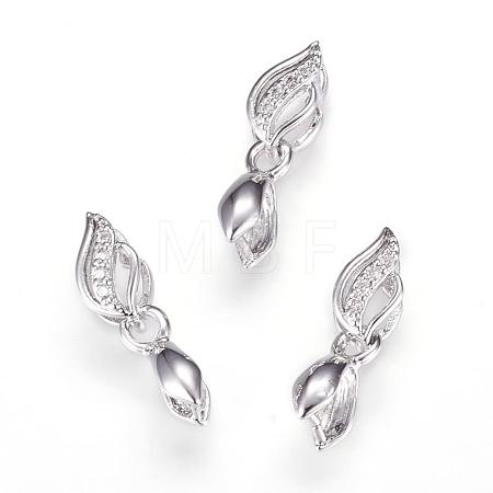 Long-Lasting Plated Brass Micro Pave Cubic Zirconia Ice Pick Pinch Bails ZIRC-F063-03P-1
