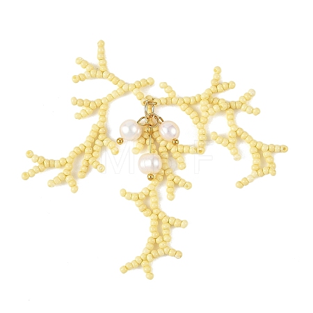 Glass Seed Beaded Big Pendants PALLOY-MZ01399-02-1