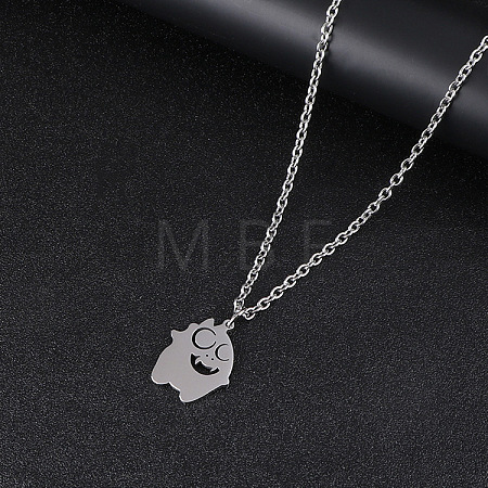 Halloween 201 Stainless Steel Little Monster Pendant Cable Chain Necklaces for Women Men WGE09D2-03-1