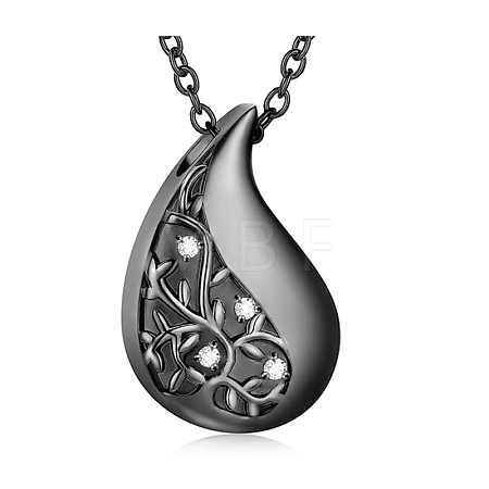 304 Stainless Steel Cremation Box Pet Memorial Pendant Cable Chain Necklace PW-WGD4062-02-1