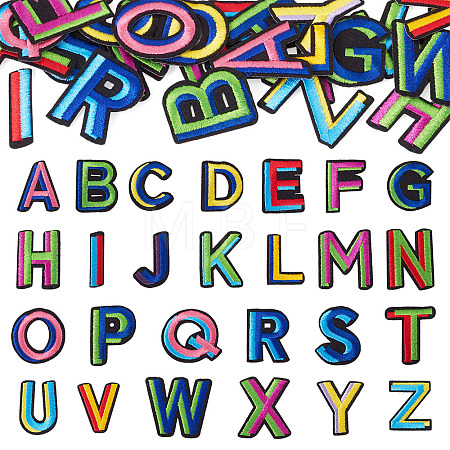 26Pcs Letter A~Z Two Tone Computerized Embroidery Cloth Iron on/Sew on Patches PATC-TA0001-47-1