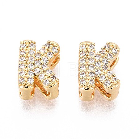 Brass Micro Pave Clear Cubic Zirconia Beads KK-T071-17G-K-1