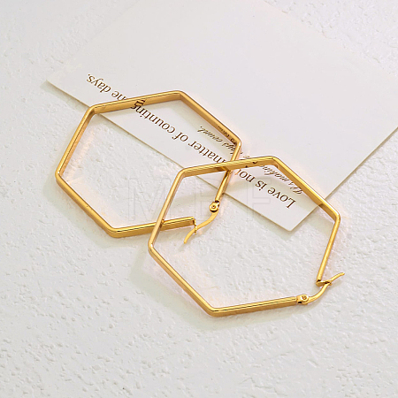 Stainless Steel Hexagon Hoop Earrings EQ3047-8-1
