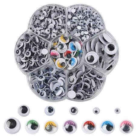 743Pcs Black & White Plastic Wiggle Googly Eyes Buttons KY-YW0001-12-1