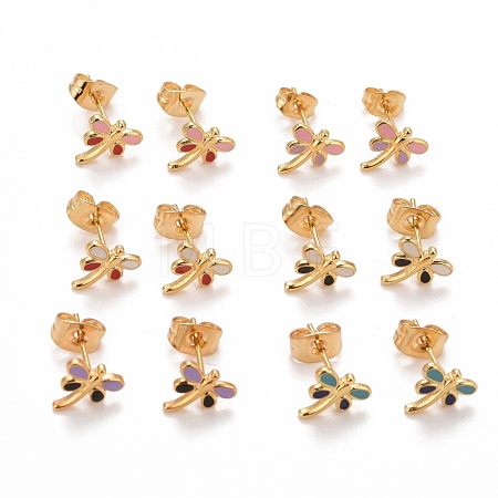 304 Stainless Steel Enamel Stud Earrings EJEW-C019-02-1