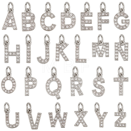 26Pcs 26 Styles Brass Micro Pave Grade AAA Cubic Zirconia Charms ZIRC-BC0001-32P-1