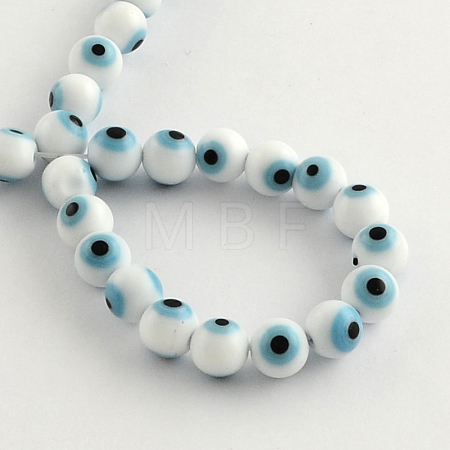 Round Handmade Evil Eye Lampwork Beads LAMP-R114-6mm-07-1