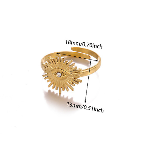 304 Stainless Steel Rhinestone Cuff Open Rings FS-WG47458-01-1