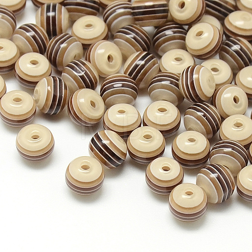 Transparent Stripe Resin Beads RESI-S345-8mm-08-1