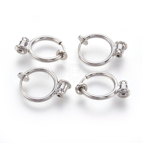 Brass Clip-on Hoop Earrings KK-L168-04P-1