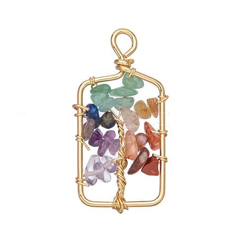 Natural Gemstone Pendants. Tree PW-WG397E3-03-1