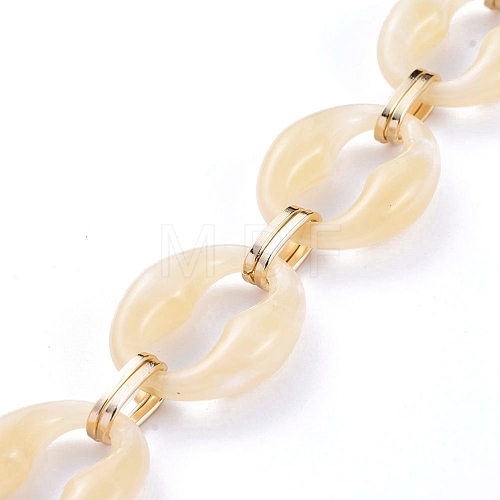 Handmade Imitation Gemstone Style Acrylic Oval Link Chains AJEW-JB00625-06-1