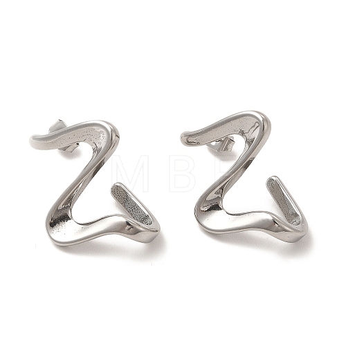 Non-Tarnish 304 Stainless Steel Twist Wave Stud Earrings for Women EJEW-P219-03P-1