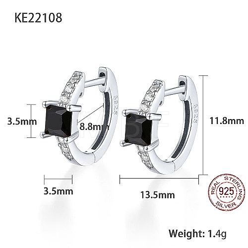 Platinum Rhodium Plated 925 Sterling Silver Hoop Earrings ZC1005-5-1