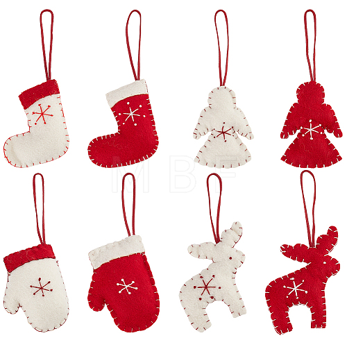 8Pcs 8 Style Felt Fabric Pendant Decoration HJEW-CP0001-11-1