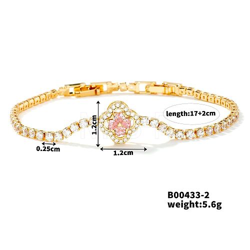 Elegant Four-Leaf Clover Zircon Bracelet for Everyday Western Style. QU3098-1-1