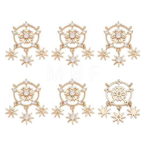 Brass Micro Pave Clear Cubic Zirconia Pendants KK-BC0010-45-1