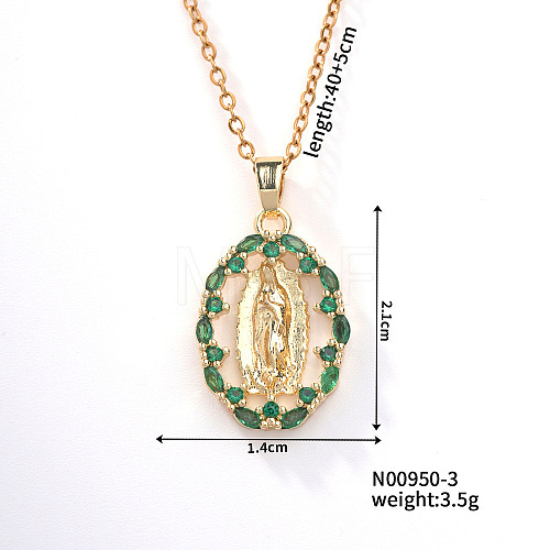 Retro Colorful Fashion Necklace with Shiny Rhinestones and Virgin Mary Pendant LW6178-3-1