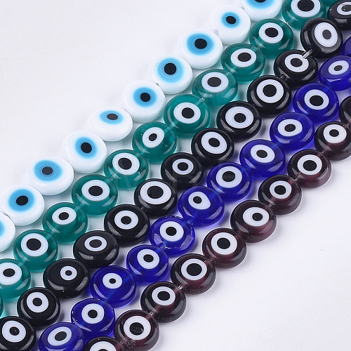 Handmade Evil Eye Lampwork Beads Strands LAMP-S191-02C-M-1