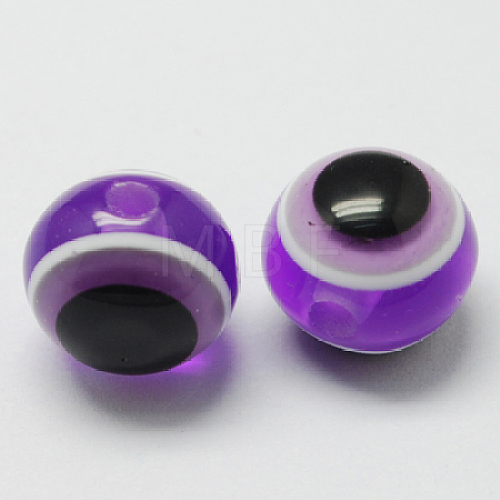 Round Evil Eye Resin Beads RESI-R159-6mm-06-1