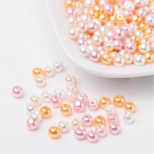 Barely Pink Mix Pearlized Glass Pearl Beads HY-X006-4mm-01-1