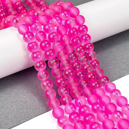 Frosted Transparent Glass Bead Strands GLAA-P065-6mm-11-1