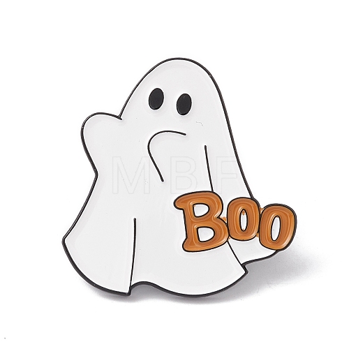 Ghost with Word Boo Enamel Pin JEWB-H008-02EB-1