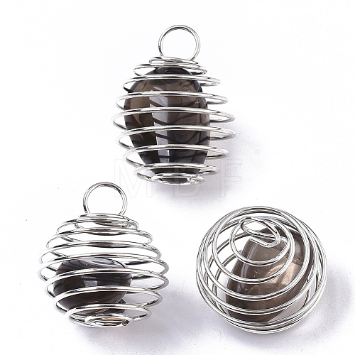 Iron Wrap-around Spiral Bead Cage Pendants IFIN-R239-03P-1