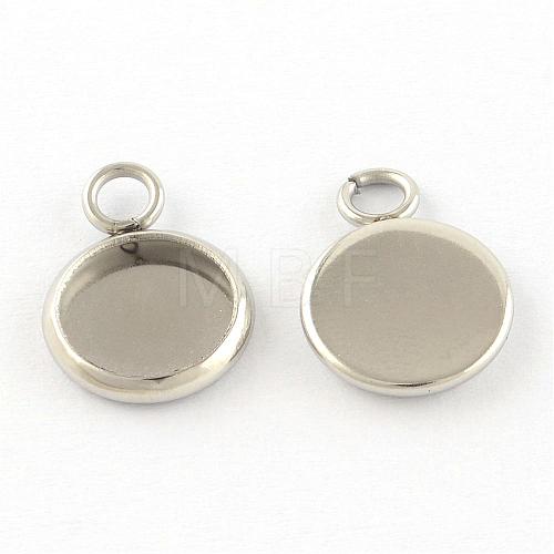 Tarnish Resistant 304 Stainless Steel Pendant Cabochon Settings STAS-S046-18-1