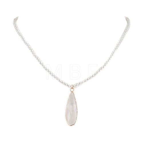 Shell Pearl Beaded Necklaces for Women NJEW-JN04980-1