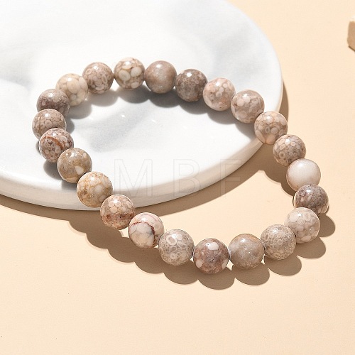 Natural Maifanite/Maifan Stone Bead Stretch Bracelets BJEW-K212-B-044-1