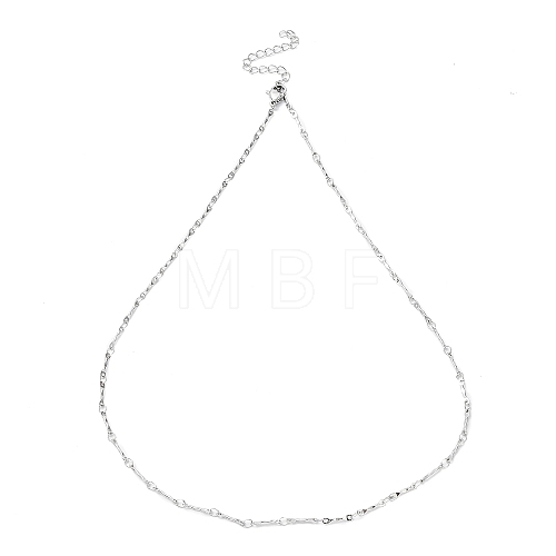 Non-Tarnish 304 Stainless Steel Textured Bar Link Chain Necklace NJEW-K249-10P-1