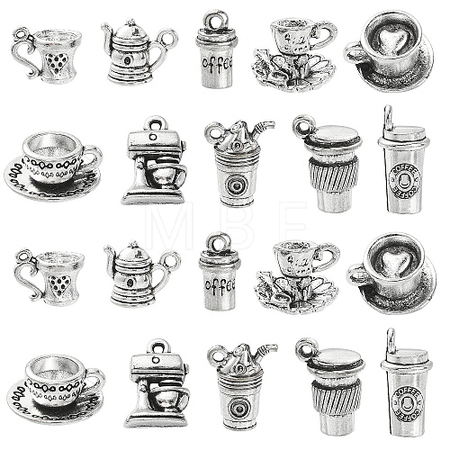 50Pcs 10 Styles Tibetan Style Alloy Charms TIBEP-CJ0002-38-1