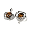 Natural Tiger Eye with Clear Cubic Zirconia Pendants G-G133-03P-26-2