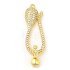 Rack Plating Brass Micro Pave Clear Cubic Zirconia Fold Over Clover Clasps KK-H447-06G-1
