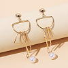 Alloy & Imitation Pearl Tassel Stud Earrings WG1A3A1-01-1