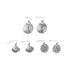 3 Pairs 3 Style Flat Round & Shell Alloy Dangle Earrings with Iron Pins EJEW-P200-07AS-1