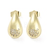 Teardrop Rack Plating Brass Cubic Zirconia Stud Earrings for Women EJEW-B047-02G-04-1