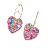Glitter Heart Acrylic & Titanium Alloy Hoop Earrings for Women FS-WG2AED5-02-3
