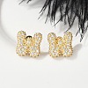 Brass Micro Pave Cubic Zirconia Stud Earrings EJEW-Z091-04G-W-5