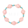Synthetic Turquoise & Brass Beads Stretch  Bracelets for Women BJEW-JB13876-03-3